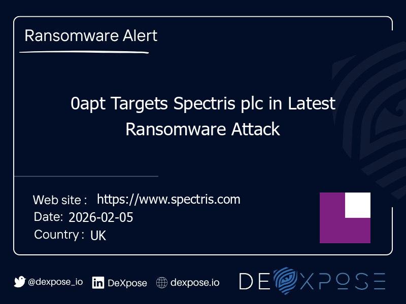 0apt Targets Spectris plc in Latest Ransomware Attack