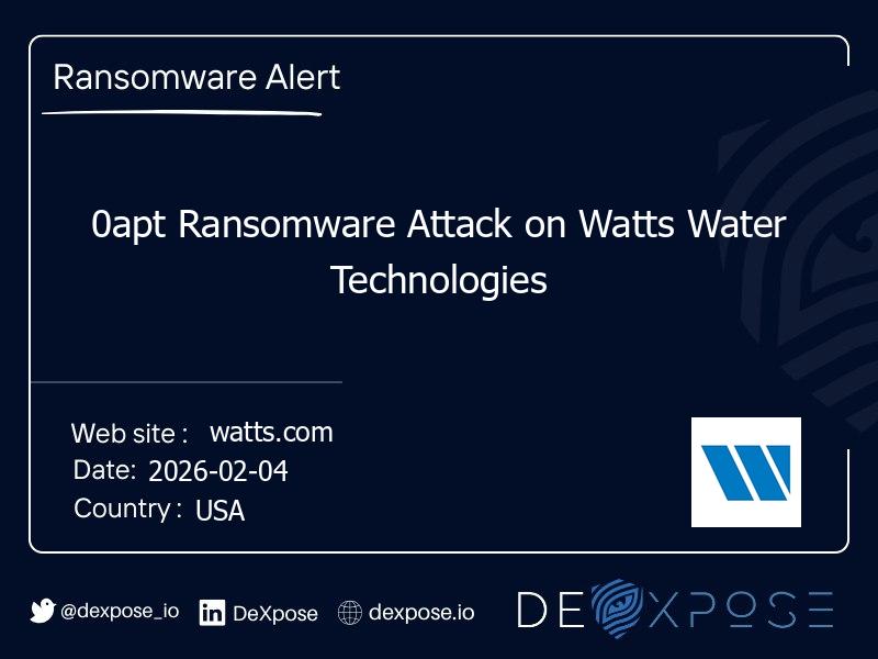 0apt Ransomware Attack on Watts Water Technologies