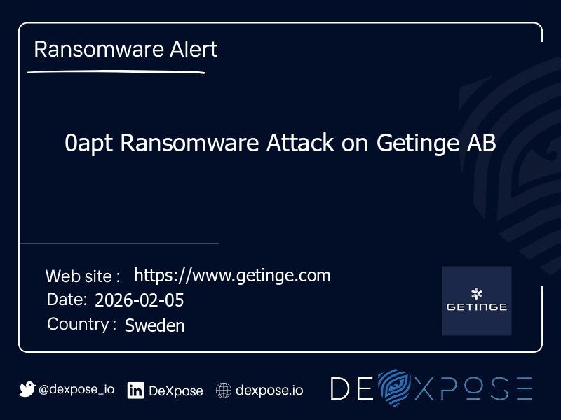 0apt Ransomware Attack on Getinge AB