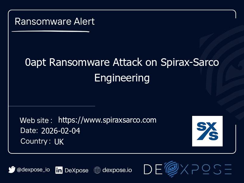 0apt Ransomware Attack on Spirax-Sarco Engineering