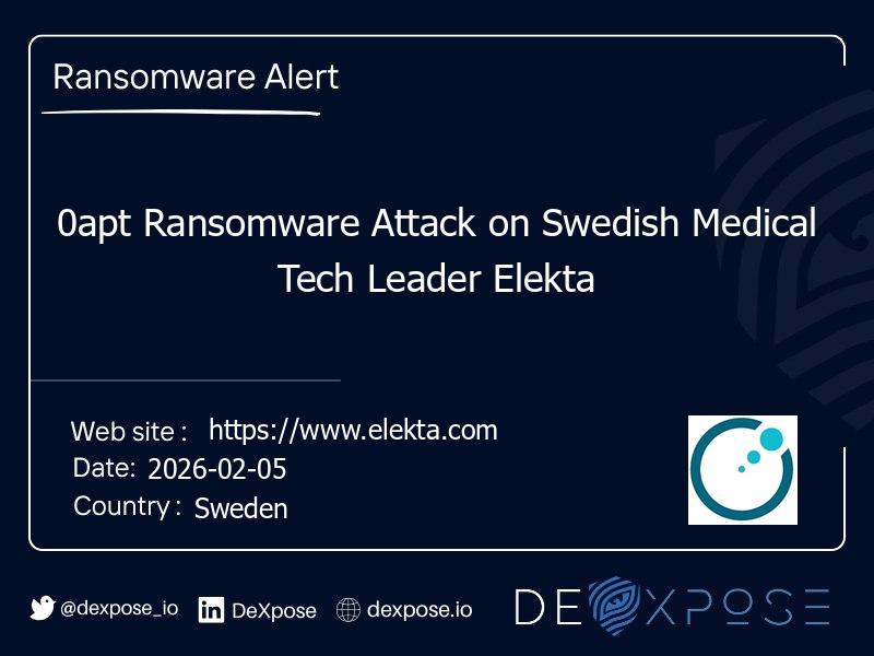 0apt Ransomware Attack on Swedish Medical Tech Leader Elekta