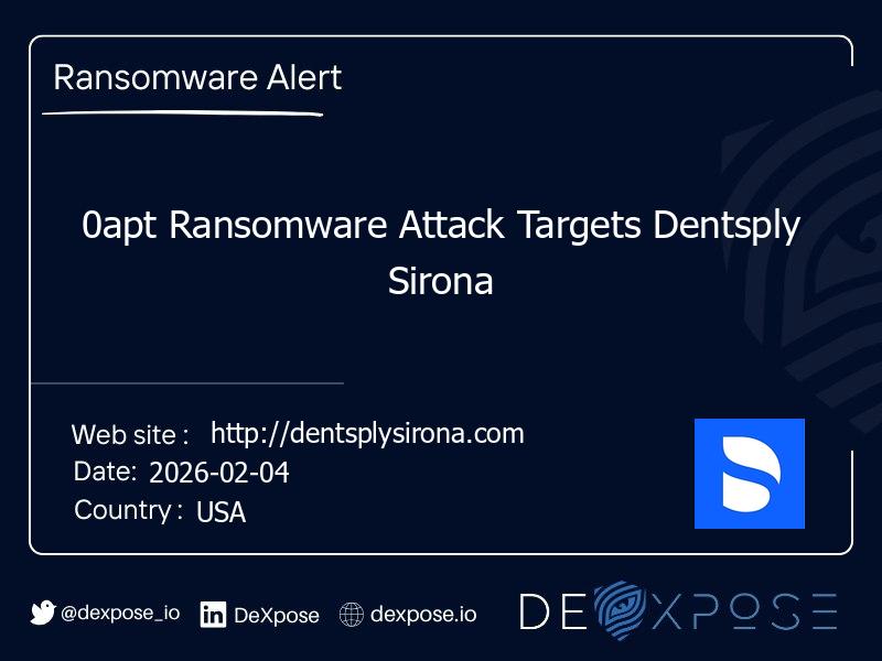 0apt Ransomware Attack Targets Dentsply Sirona