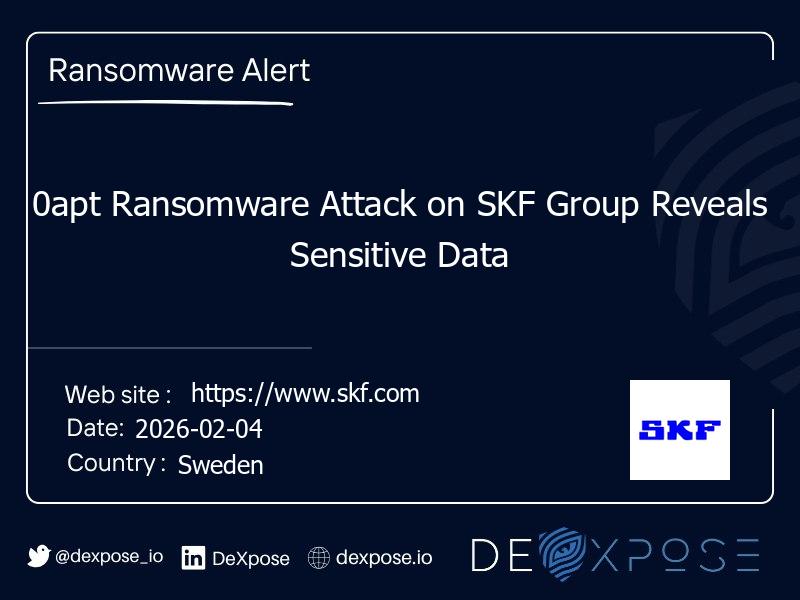 0apt Ransomware Attack on SKF Group Reveals Sensitive Data
