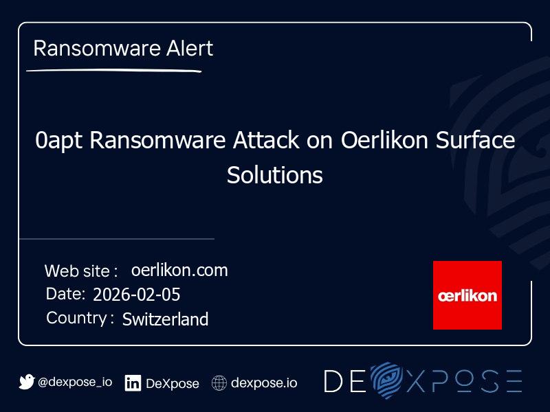 0apt Ransomware Attack on Oerlikon Surface Solutions