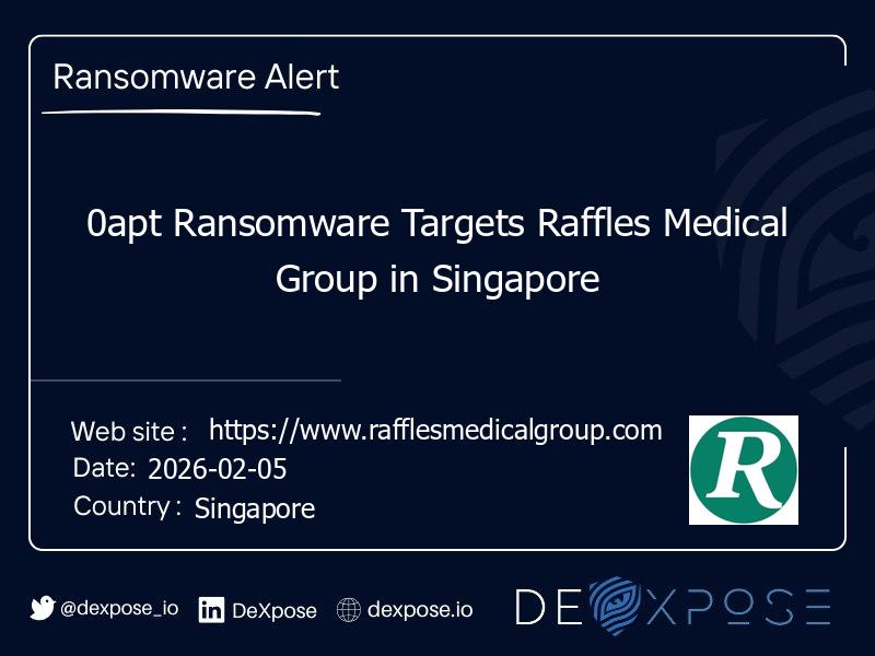 0apt Ransomware Targets Raffles Medical Group in Singapore