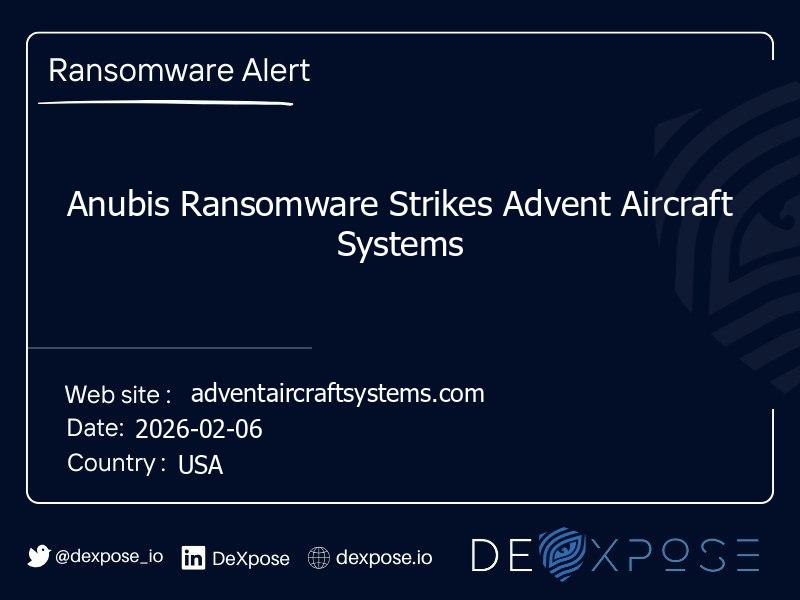 Anubis Ransomware Strikes Advent Aircraft Systems