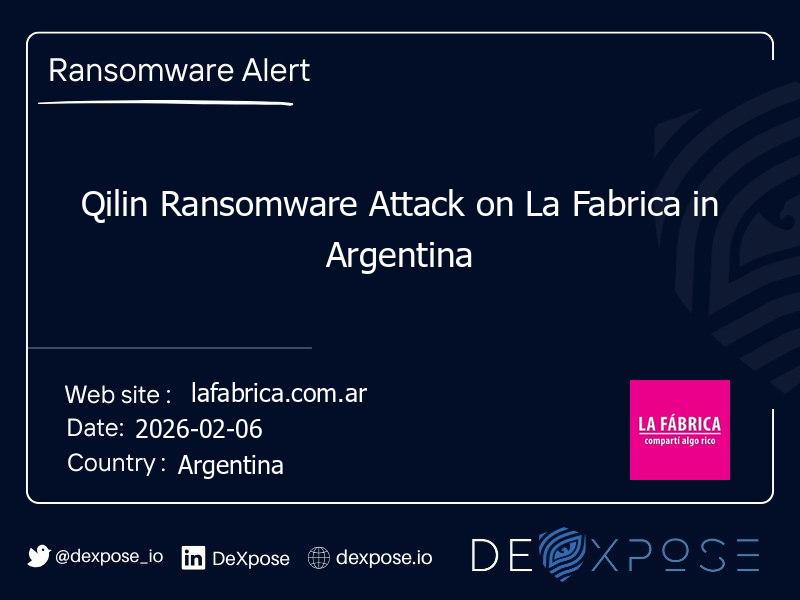 Qilin Ransomware Attack on La Fabrica in Argentina