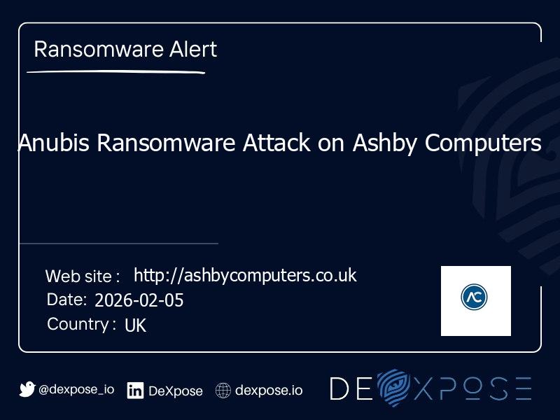 Anubis Ransomware Attack on Ashby Computers