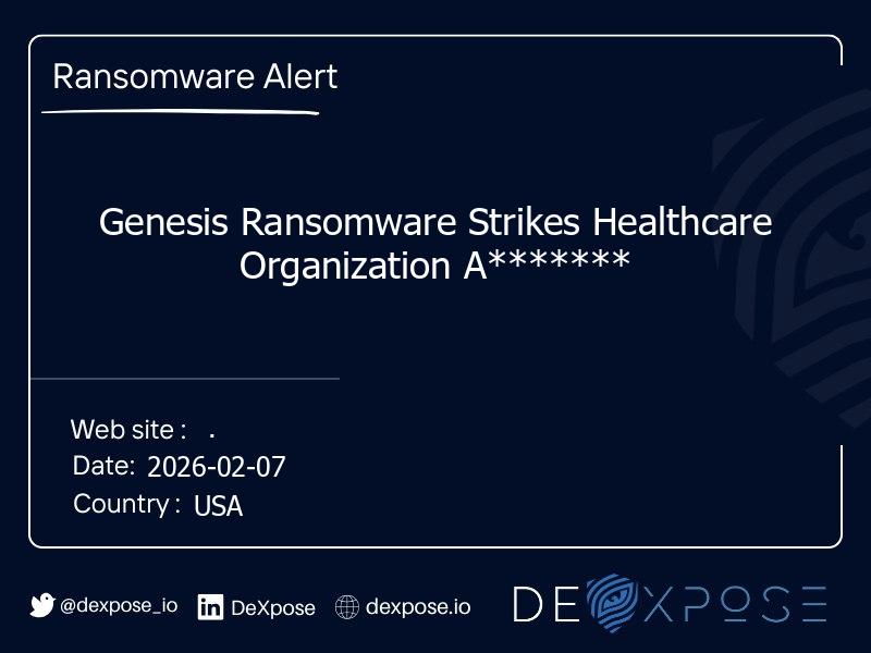 Genesis Ransomware Strikes Healthcare Organization A*******