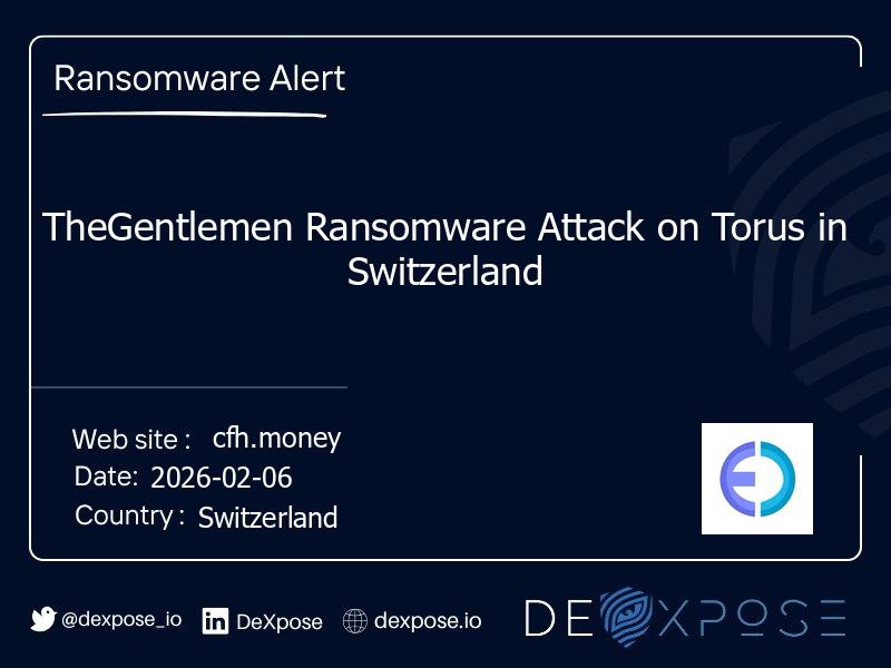 TheGentlemen Ransomware Attack on Torus in Switzerland