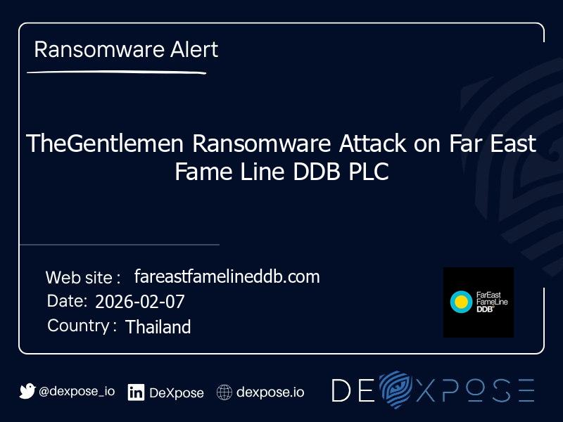 TheGentlemen Ransomware Attack on Far East Fame Line DDB PLC