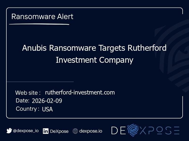 Anubis Ransomware Targets Rutherford Investment Company