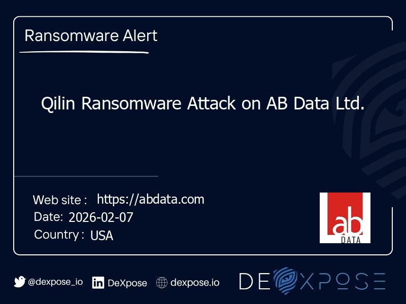 Qilin Ransomware Attack on AB Data Ltd.