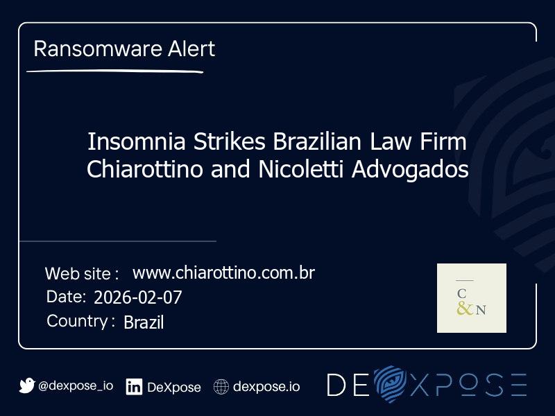 Insomnia Strikes Brazilian Law Firm Chiarottino and Nicoletti Advogados