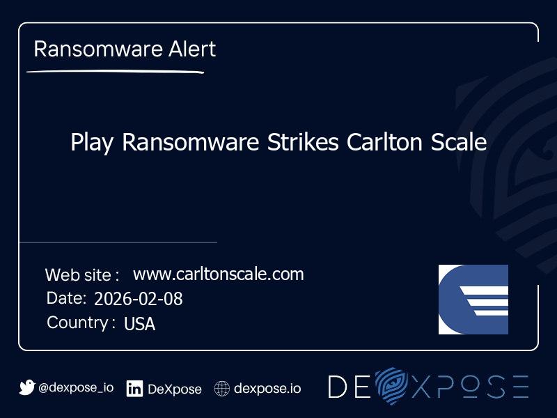 Play Ransomware Strikes Carlton Scale
