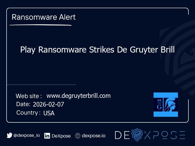 Play Ransomware Strikes De Gruyter Brill