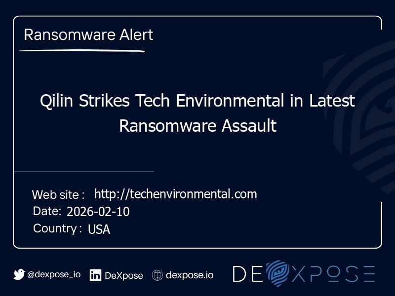 Qilin Strikes Tech Environmental in Latest Ransomware Assault