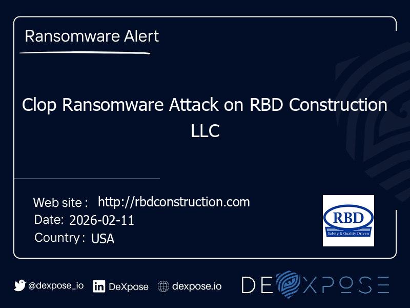 Clop Ransomware Attack on RBD Construction LLC