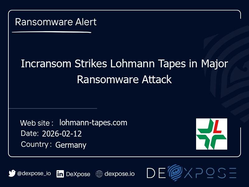 Incransom Strikes Lohmann Tapes in Major Ransomware Attack