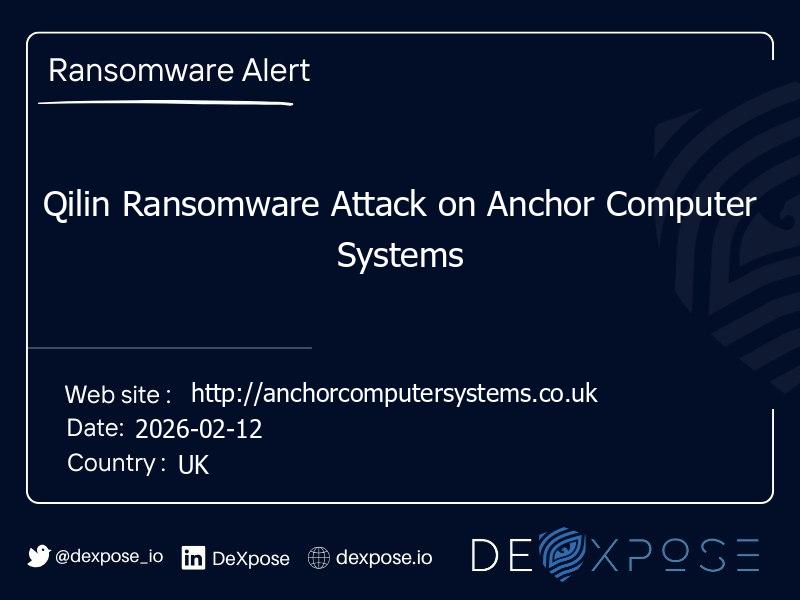 Qilin Ransomware Attack on Anchor Computer Systems