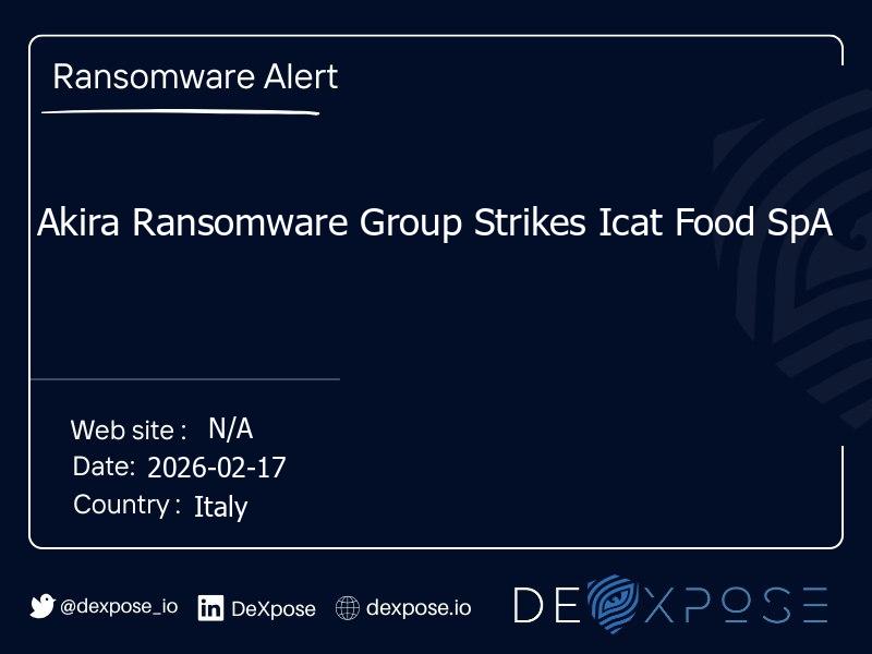 Akira Ransomware Group Strikes Icat Food SpA