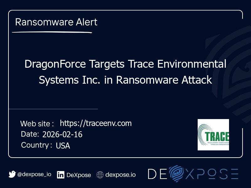 DragonForce Targets Trace Environmental Systems Inc. in Ransomware Attack