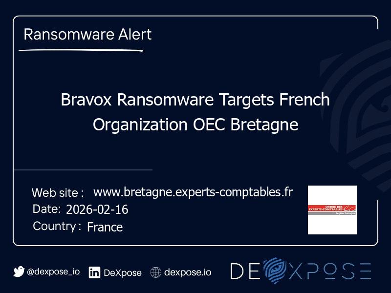 Bravox Ransomware Targets French Organization OEC Bretagne