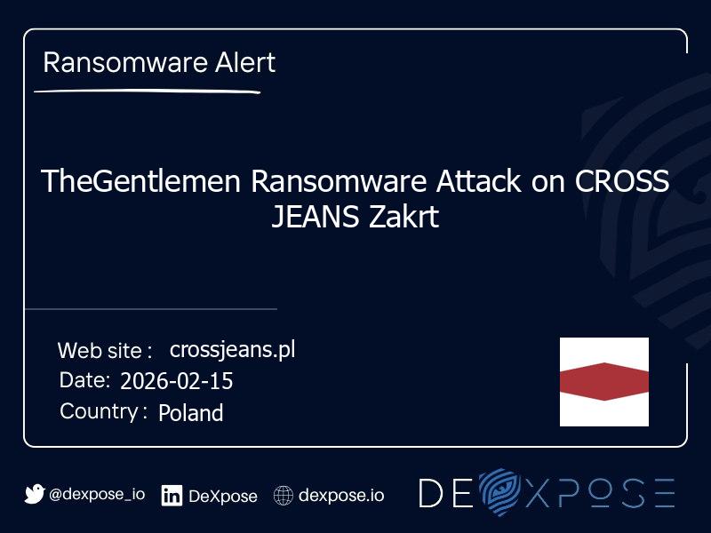 TheGentlemen Ransomware Attack on CROSS JEANS Zakrt