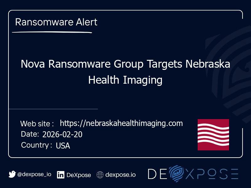 Nova Ransomware Group Targets Nebraska Health Imaging
