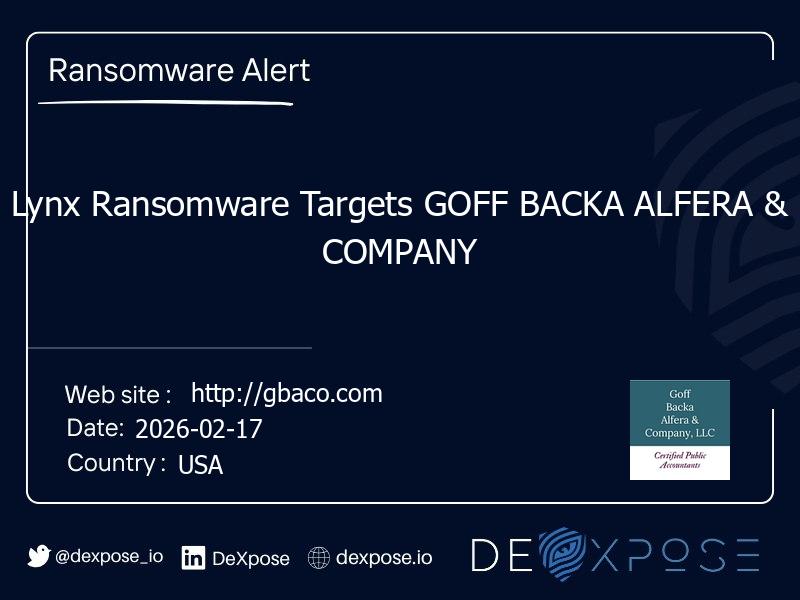 Lynx Ransomware Targets GOFF BACKA ALFERA & COMPANY