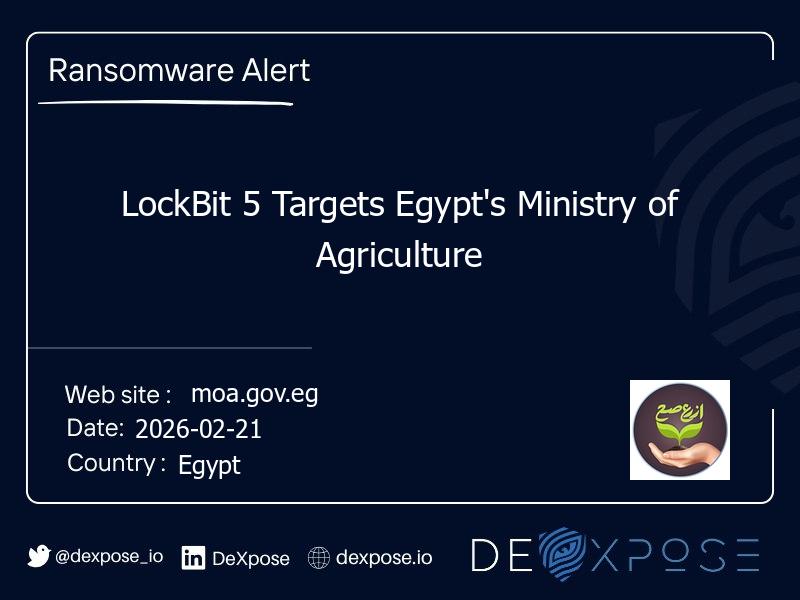 LockBit 5 Targets Egypt's Ministry of Agriculture