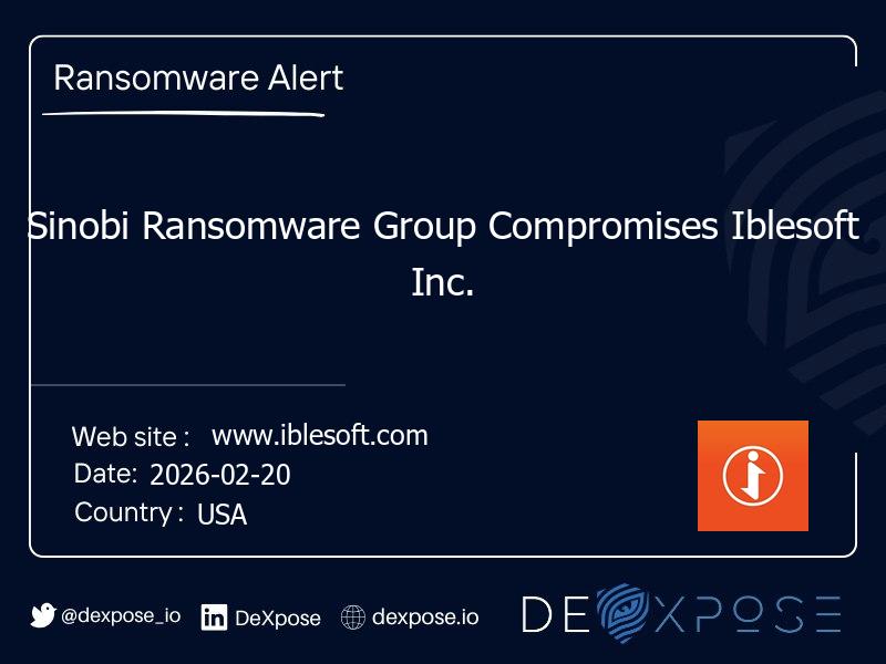Sinobi Ransomware Group Compromises Iblesoft Inc.