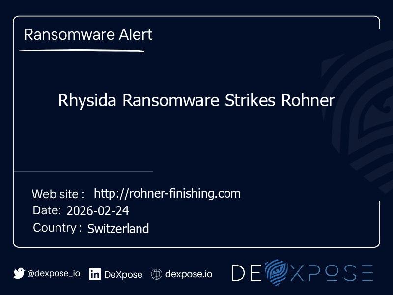 Rhysida Ransomware Strikes Rohner