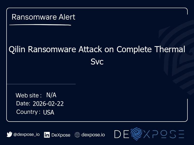Qilin Ransomware Attack on Complete Thermal Svc
