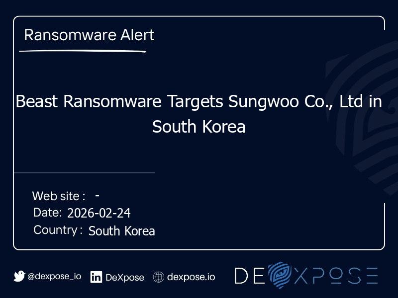 Beast Ransomware Targets Sungwoo Co., Ltd in South Korea