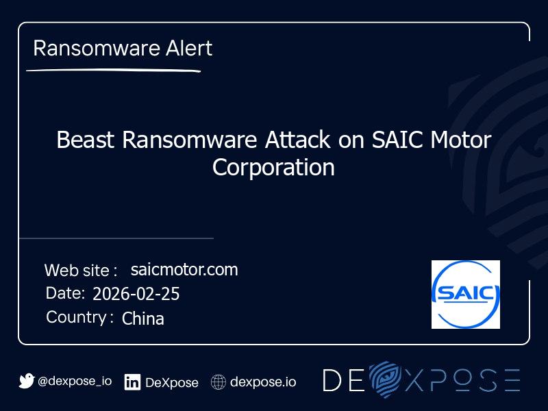Beast Ransomware Attack on SAIC Motor Corporation