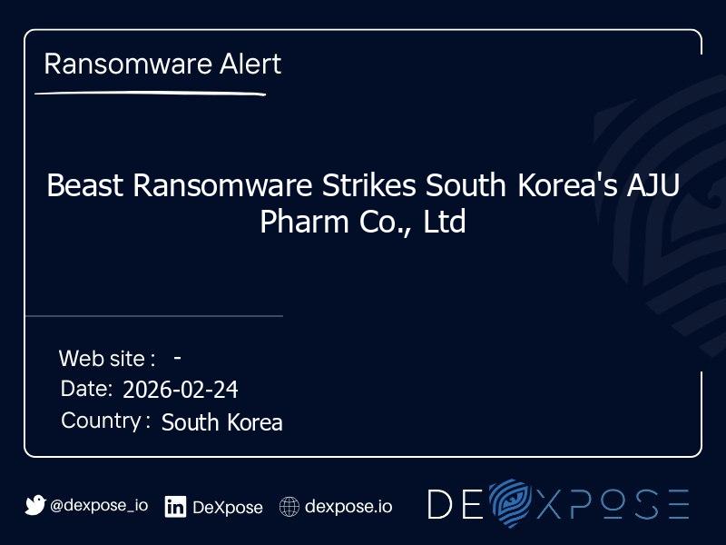 Beast Ransomware Strikes South Korea's AJU Pharm Co., Ltd