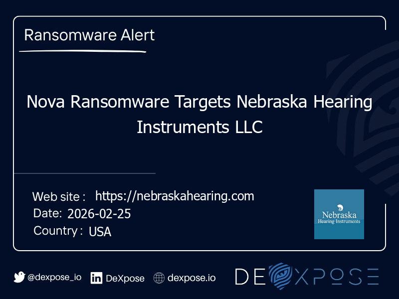 Nova Ransomware Targets Nebraska Hearing Instruments LLC