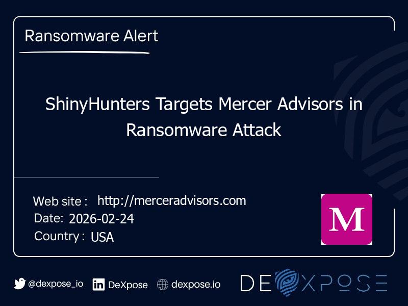 ShinyHunters Targets Mercer Advisors in Ransomware Attack