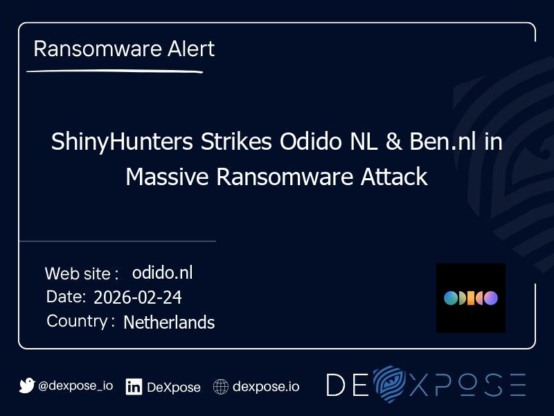 ShinyHunters Strikes Odido NL & Ben.nl in Massive Ransomware Attack