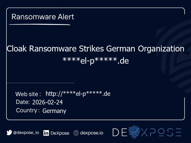 Cloak Ransomware Strikes German Organization ****el-p*****.de