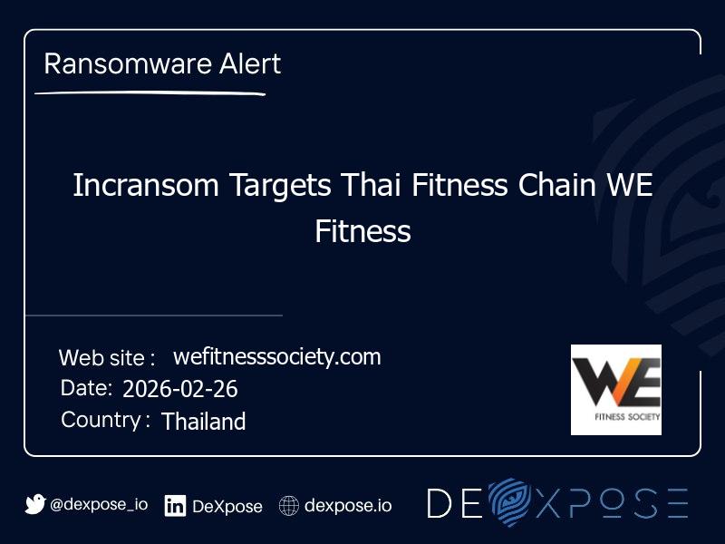 Incransom Targets Thai Fitness Chain WE Fitness