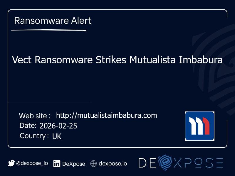 Vect Ransomware Strikes Mutualista Imbabura