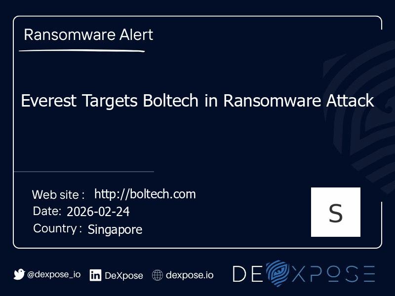 Everest Targets Boltech in Ransomware Attack