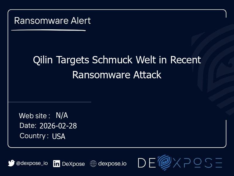 Qilin Targets Schmuck Welt in Recent Ransomware Attack