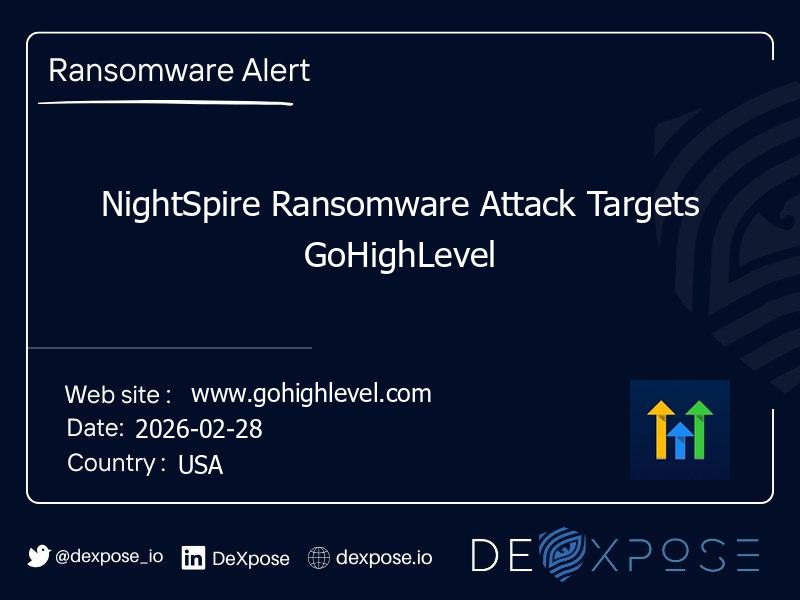 NightSpire Ransomware Attack Targets GoHighLevel