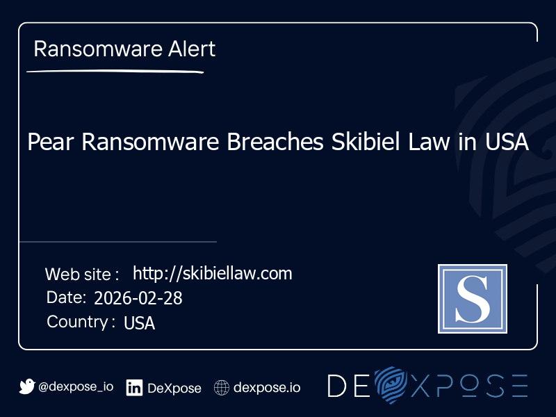 Pear Ransomware Breaches Skibiel Law in USA