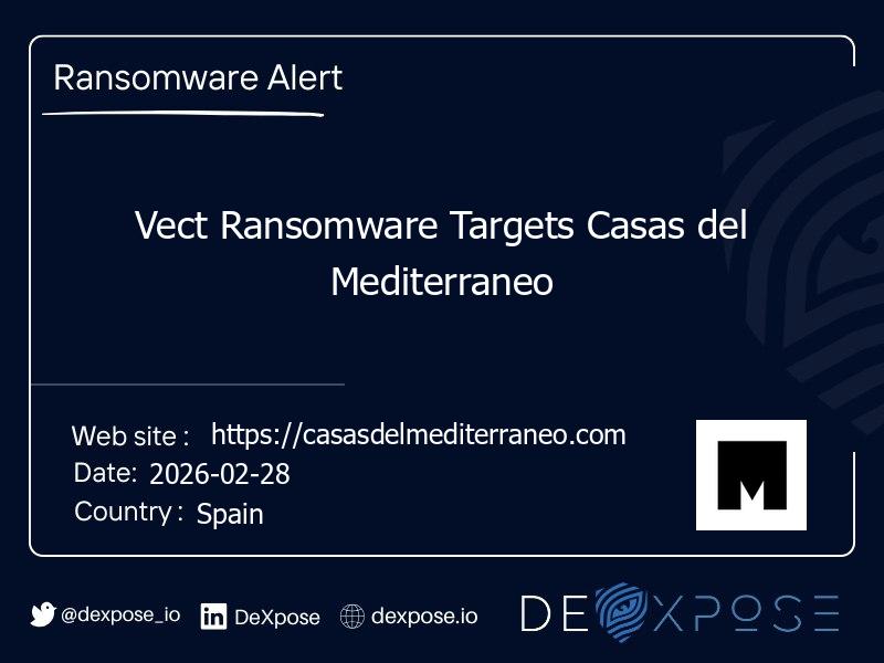 Vect Ransomware Targets Casas del Mediterraneo