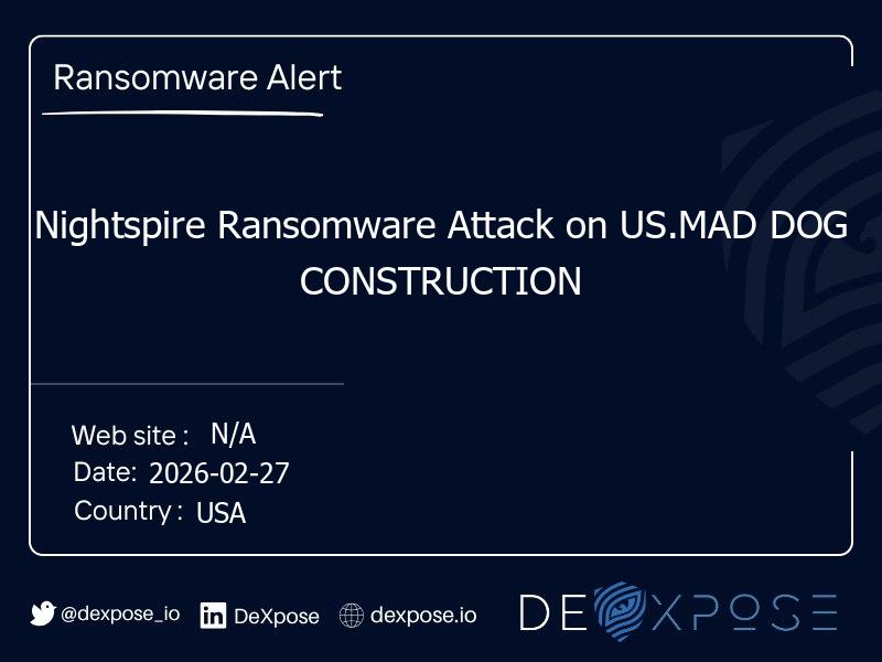 Nightspire Ransomware Attack on US.MAD DOG CONSTRUCTION