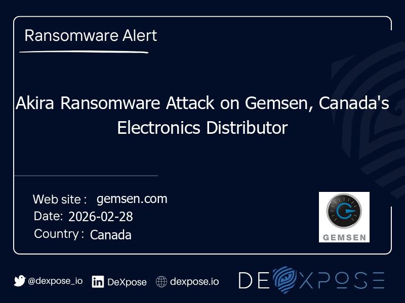 Akira Ransomware Attack on Gemsen, Canada's Electronics Distributor